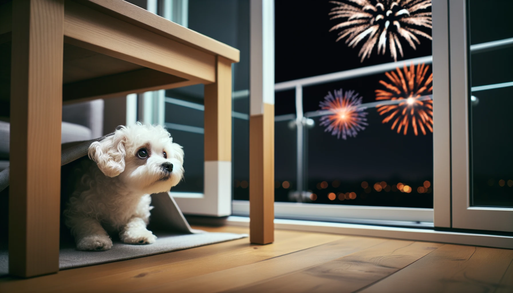 scared dog fireworks